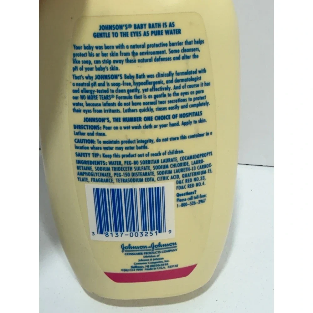 Vintage 1996 Johnsons Baby Bath‎ 15oz Pump Bottle No More Tears Hypoallergenic